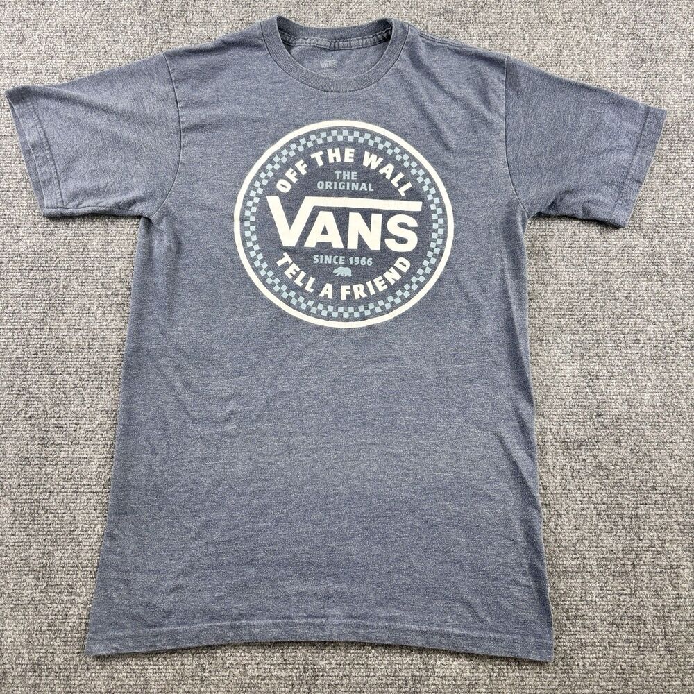 Vans Shirt Mens S US S Blue Off The Wall Tell A Friend Circle Logo